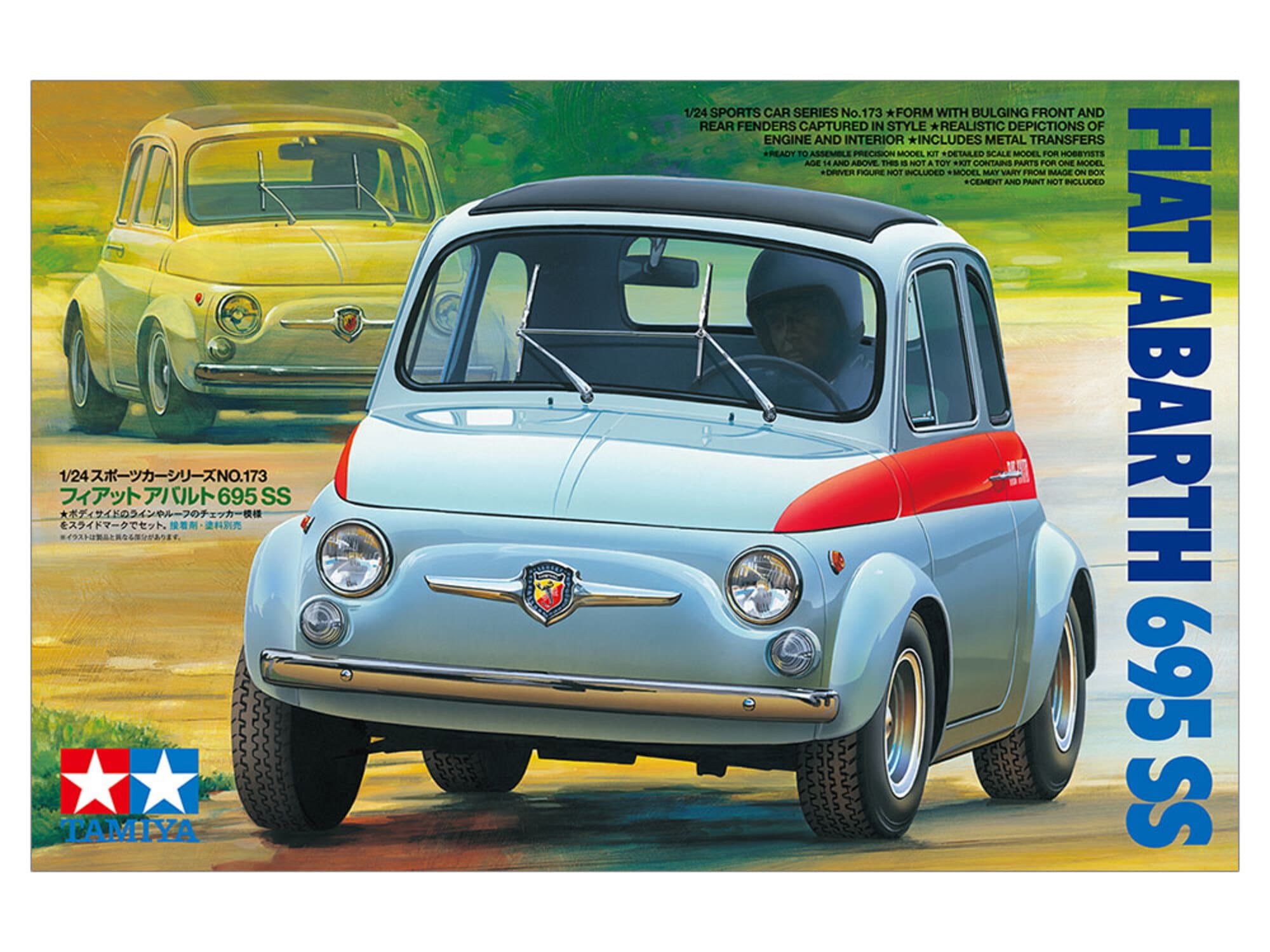 Tamiya 1_24 Fiat Abarth 695 SS Modellbausatz mit detailliertem Motor und sportlichem Design
