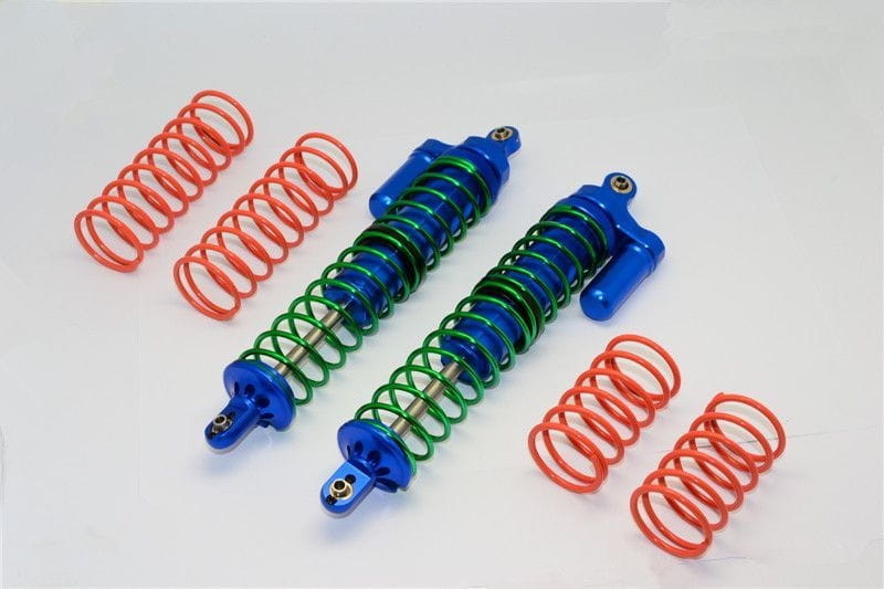 GPM Alu L-Shape Stossdaempfer v_h blau fuer Traxxas X-MAXX - RC-Zubehoer