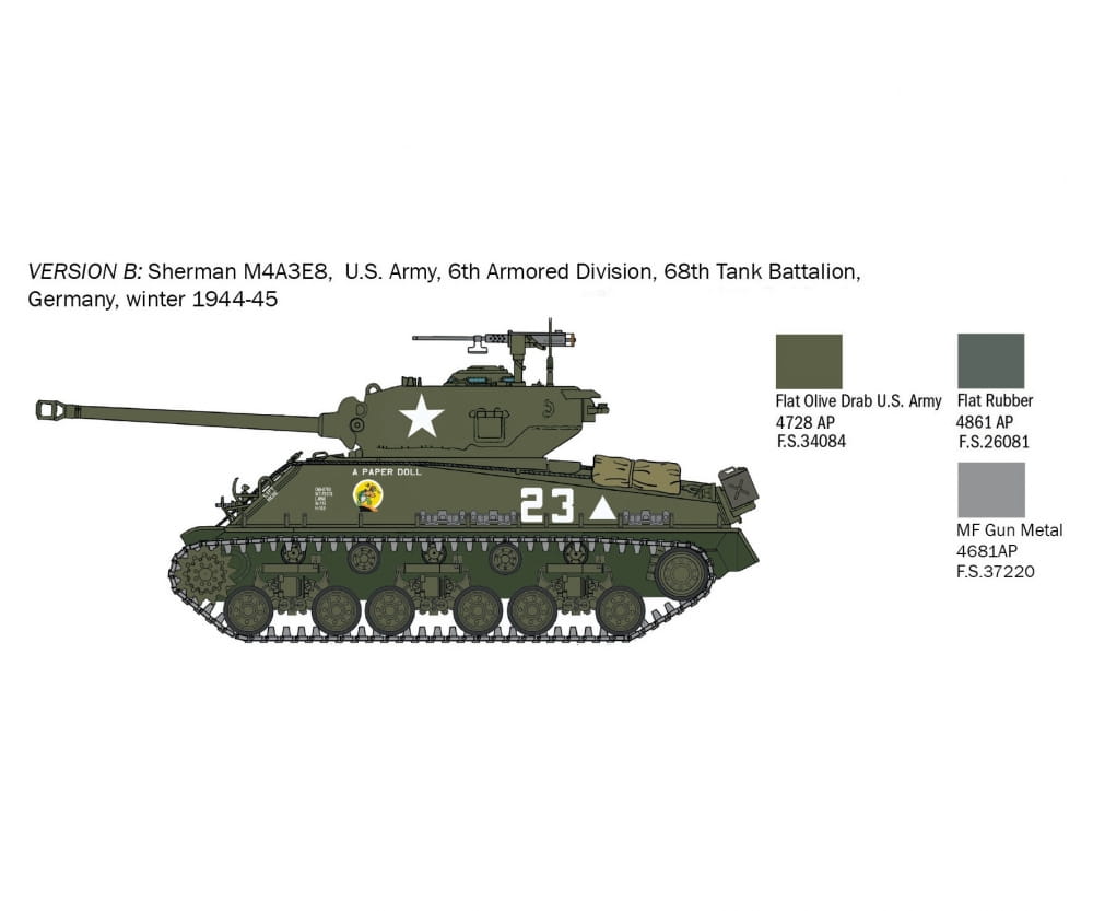 Italeri 1:56 Sherman M4A3E8 Fury Plastik Modellbausatz