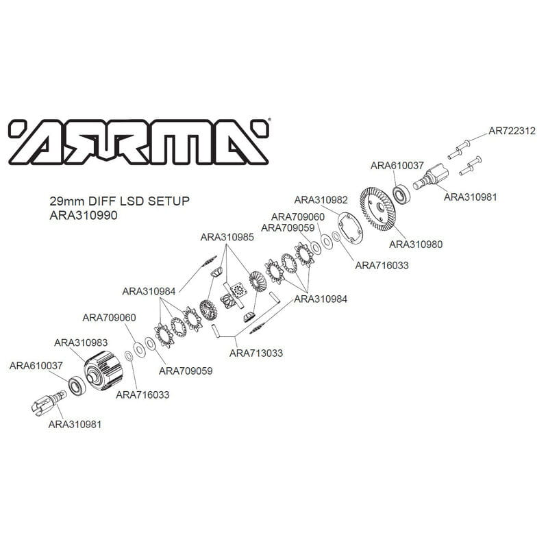 Arrma Active F_R Diff Set GP4 5mm 10k - RC-Zubehoer