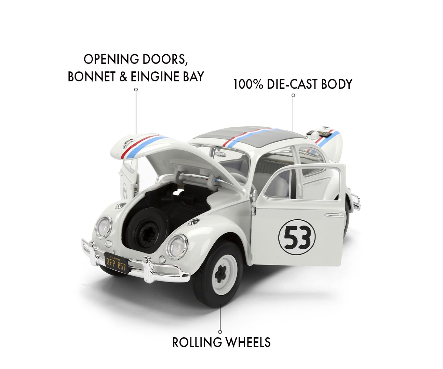Jada Toys Star Wars R2-D2 VW Drag Beetle 1959 1_24 mit Metallfigur