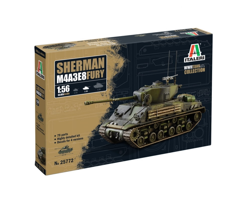Italeri 1:56 Sherman M4A3E8 Fury Plastik Modellbausatz