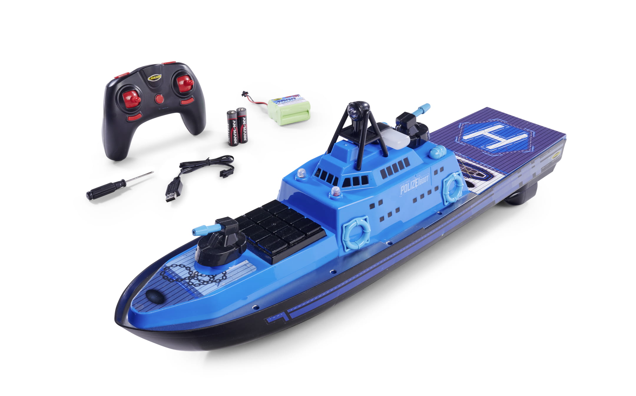 CARSON RC Boot Polizei RTR Komplett Set carson polizeiboot rtr