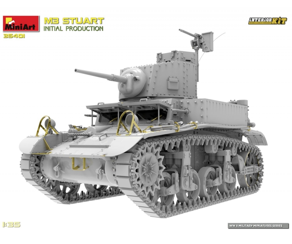 MiniArt 1_35 M3 Stuart erste Prod_ m. Interieur Plastik Modellbausatz - RC-Zubehoer
