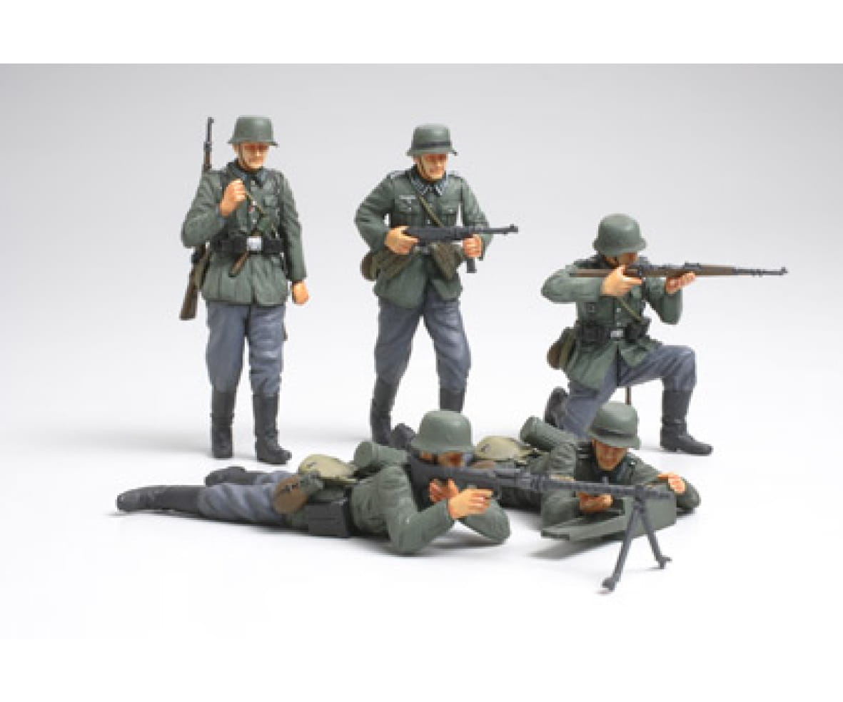 Tamiya WWII Figuren Set Deutsche Infantrie Frankr.(5) 1:35 Plastik Modellbau Militär Bausatz