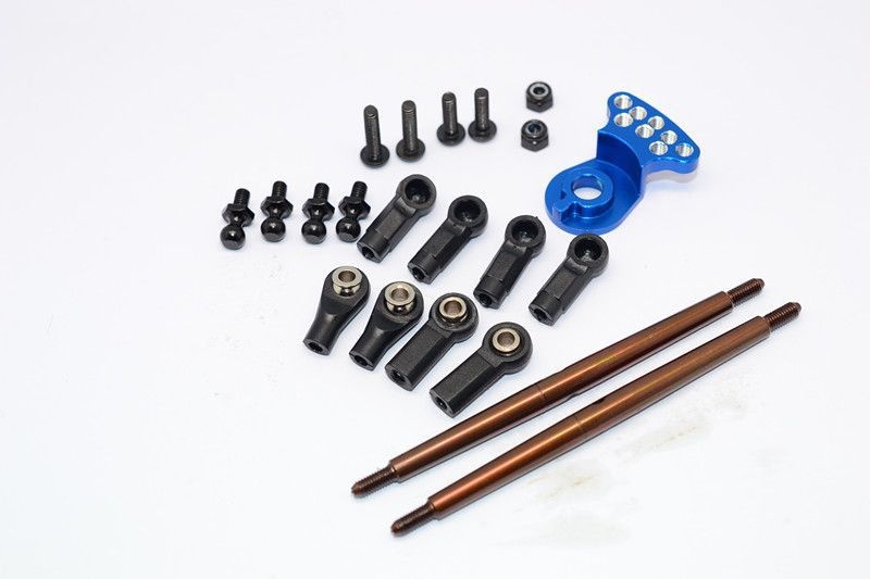 GPM Servo Saver blau mit Spurstangen fuer Tamiya DT03 - RC-Zubehoer