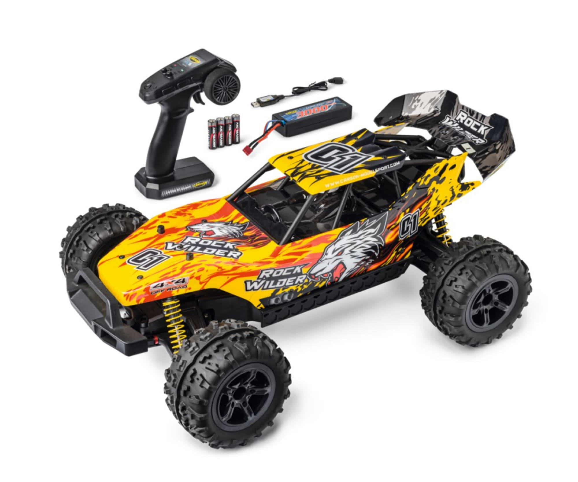 Carson 1_8 RC Rock Wilder 100% RTR gelb_rot - ferngesteuertes RC Modell