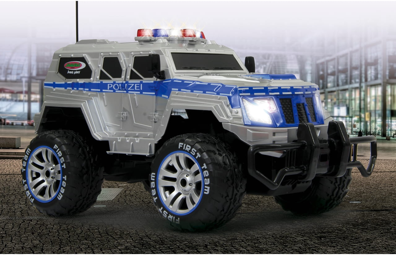Jamara RC Polizei Panzerwagen Monstertruck 1:12 LED 27MHz