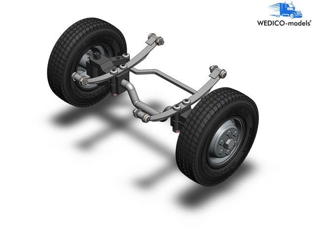 Wedico Vorderachse für Standard-Fahrgestelle mit Lenkung und Rädern