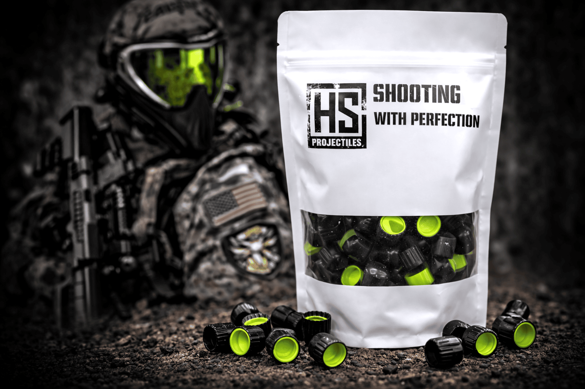 HS Projectiles Trainingsprojektile Paintball 50 Stueck Schwarz Gelb MagFed