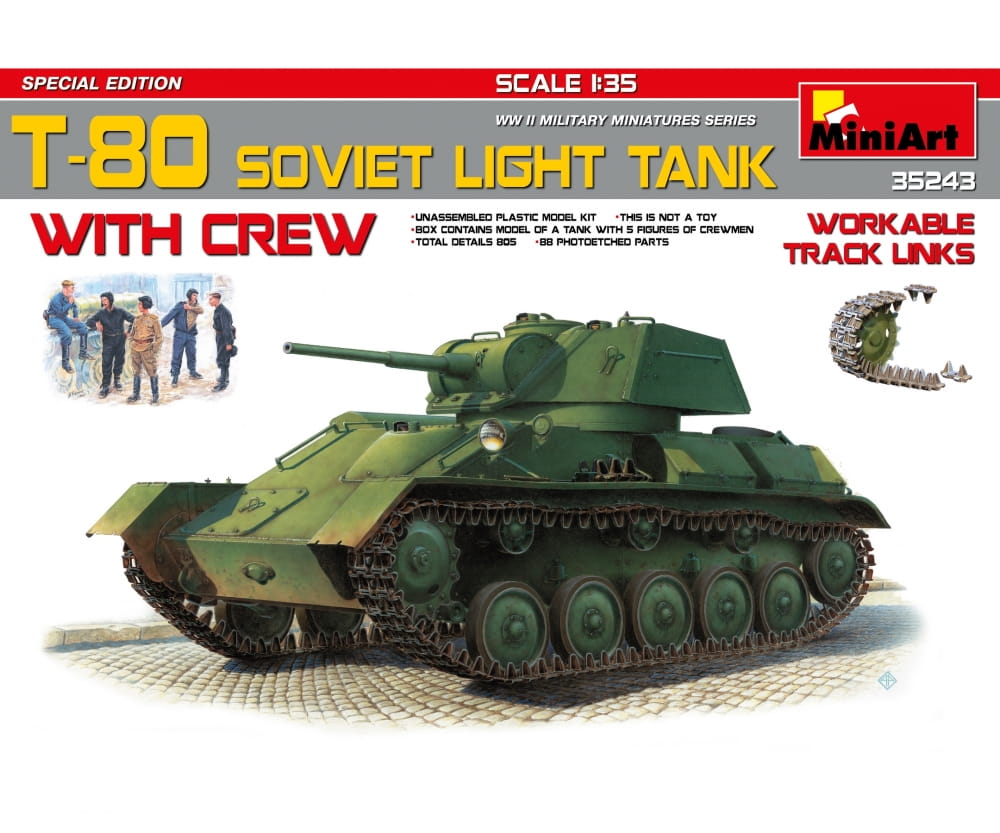 MiniArt 1:35 Soviet T-80 Leicht Panzer Plastik Modellbausatz