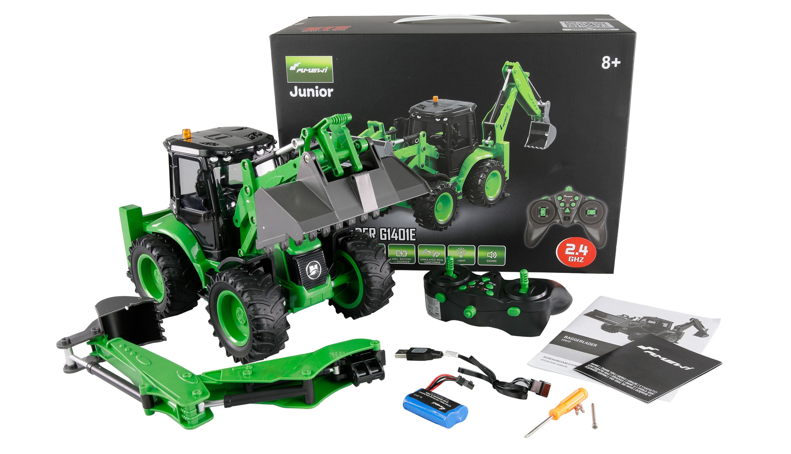 Amewi RC Baggerlader G1401E 1_14 RTR gruen - RC-Zubehoer