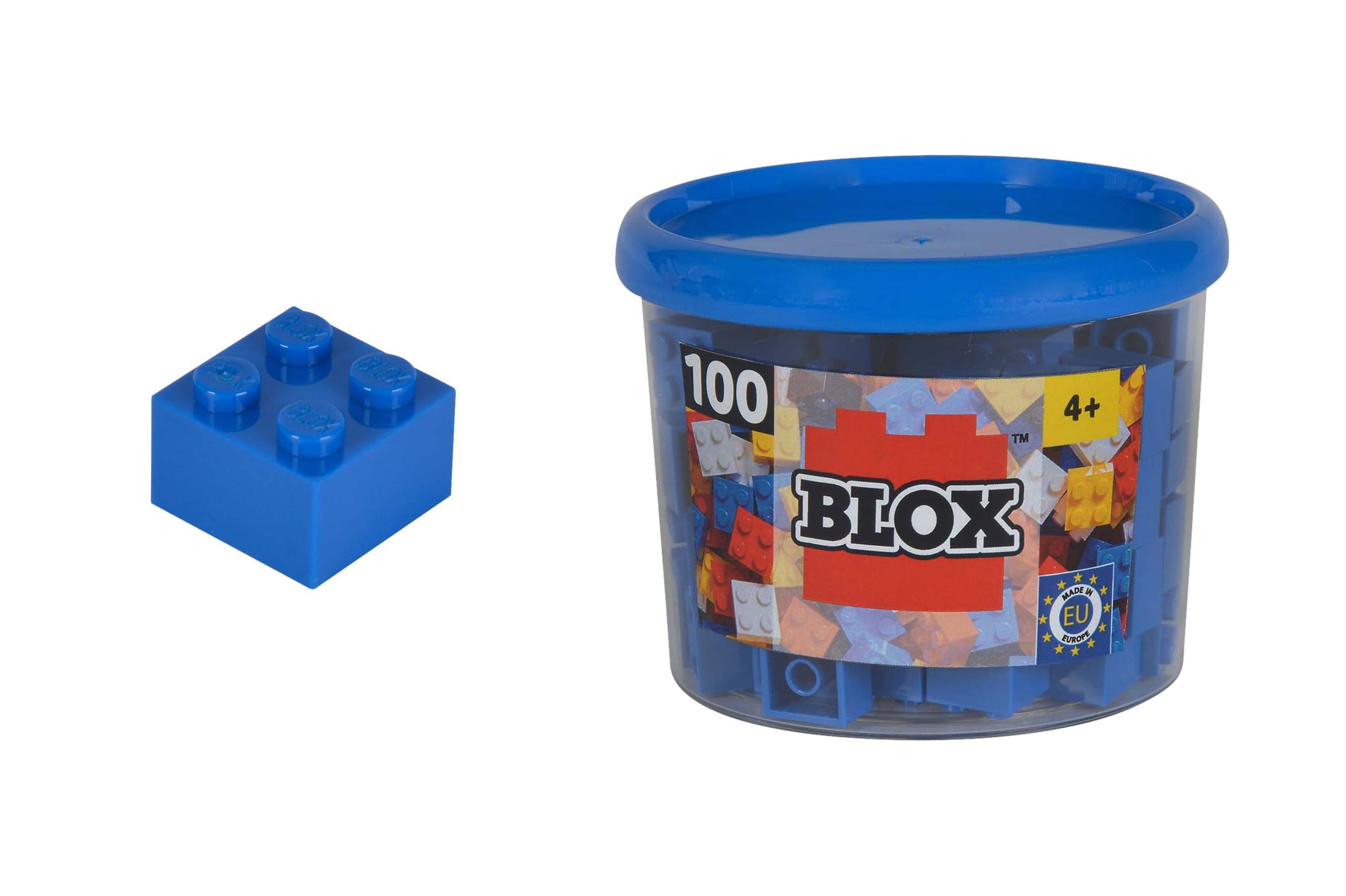 Androni Bausteine Blox 100 blaue 4er Steine in Dose
