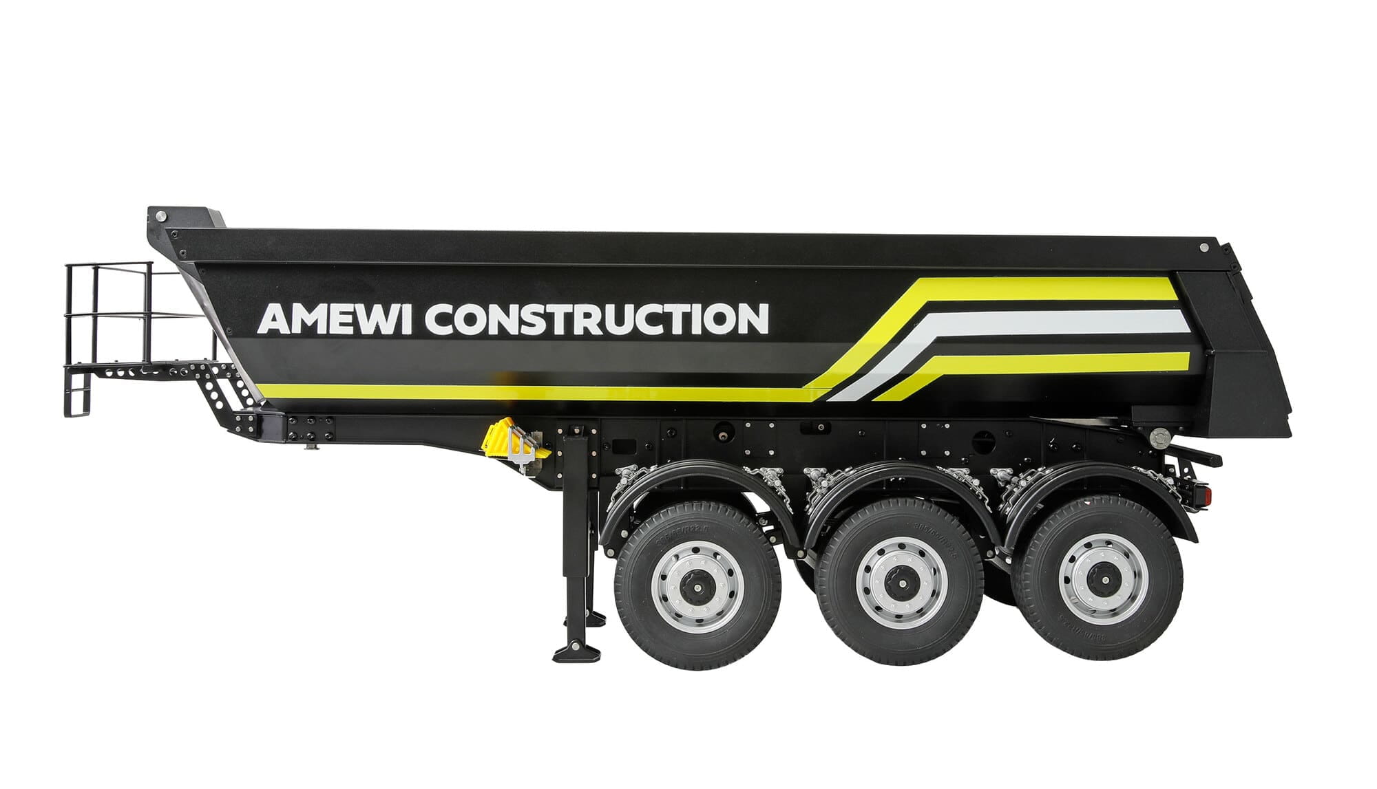 Amewi RC Dreiachs Sattelauflieger schwarz mit Kippmulde aus Metall 1_14