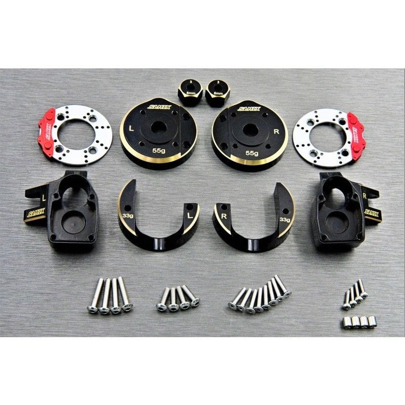 SAMIX Messing Lenkhebel - Portalabdeckung - Bremsscheiben fuer Axial SCX10-3 - RC-Zubehoer