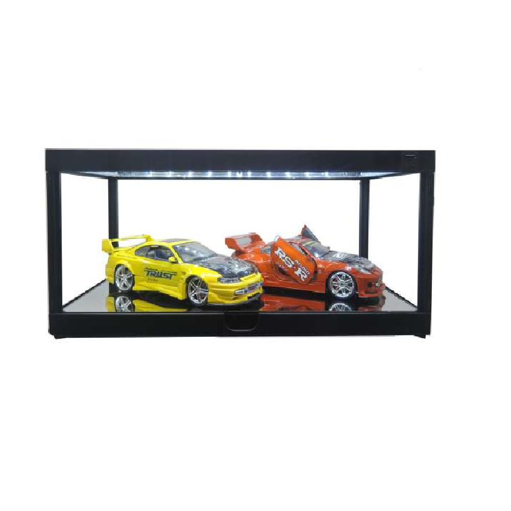 Triple9 Modellauto Vitrine schwarz LED beleuchtet 1_18-1_32 mit Spiegelboden_