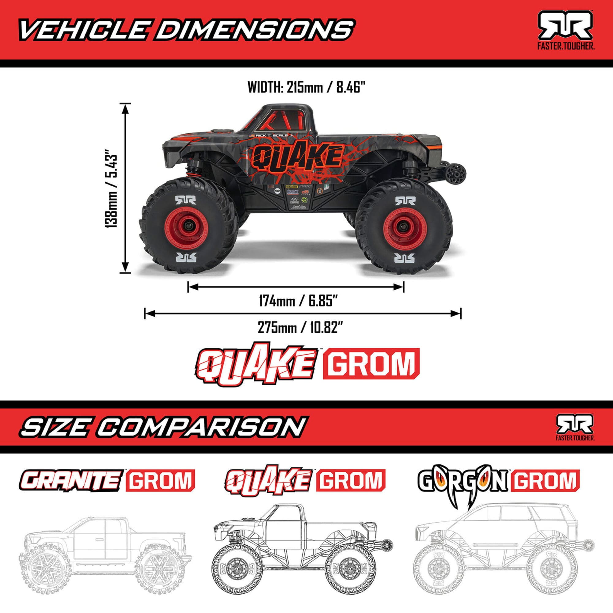 ARRMA Quake Grom 4x4 RTR 1_16 Monster Truck in Lila mit Akku und Ladegeraet
