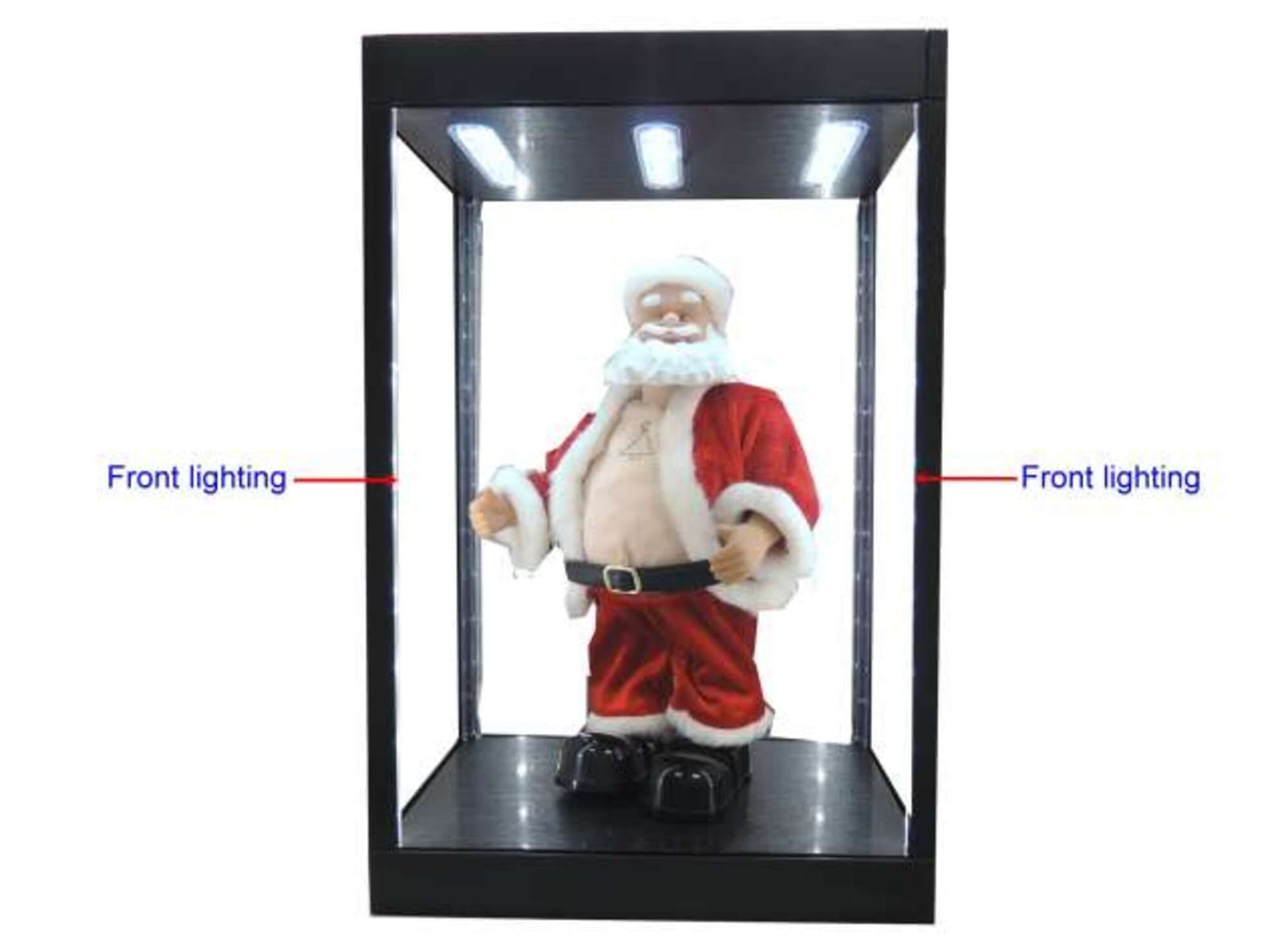 Triple9 LED-Vitrine Schwarz 1_6 mit Beleuchtung mit Spiegelrueckwand