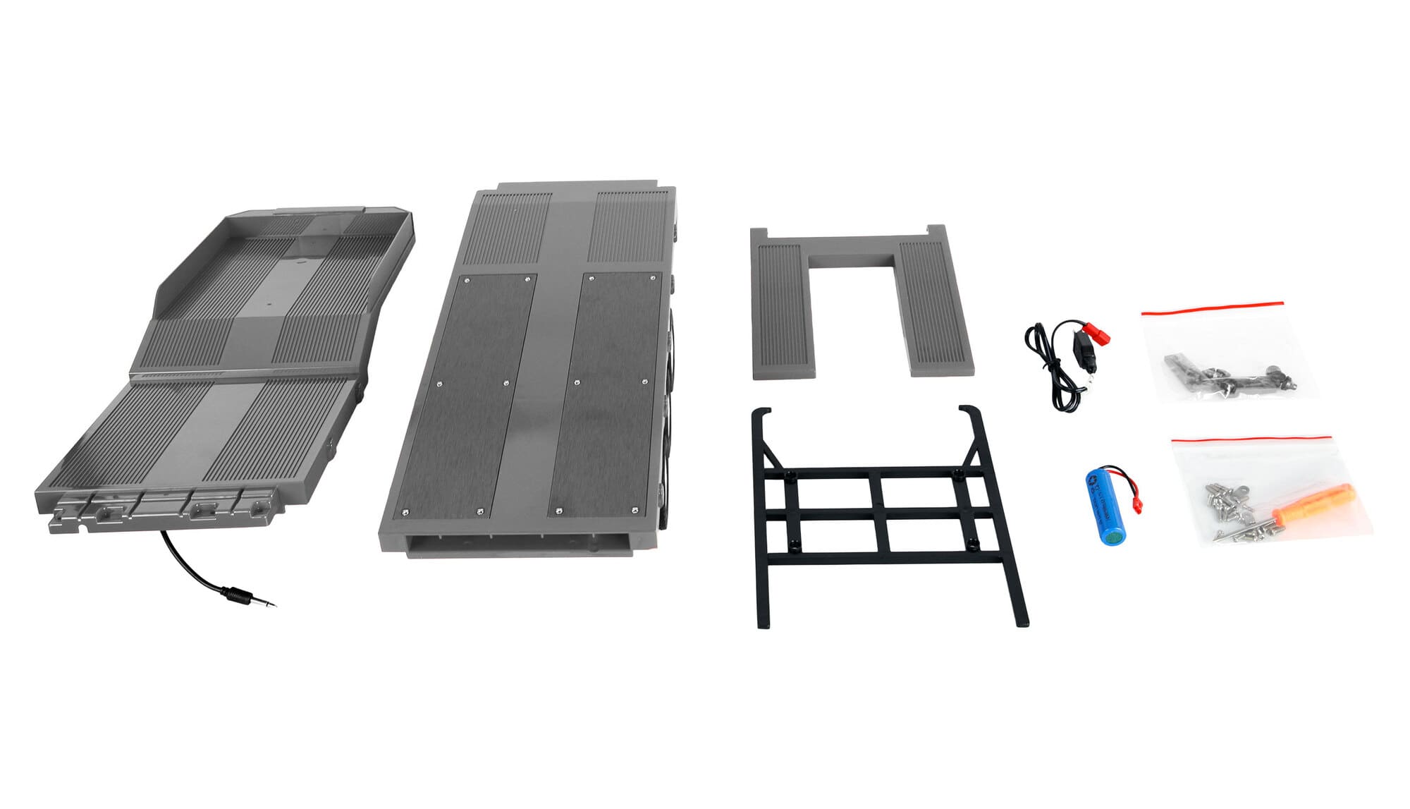 Amewi RC Tieflader-Sattelauflieger Dreiachser fuer Scania 1_18 silber_