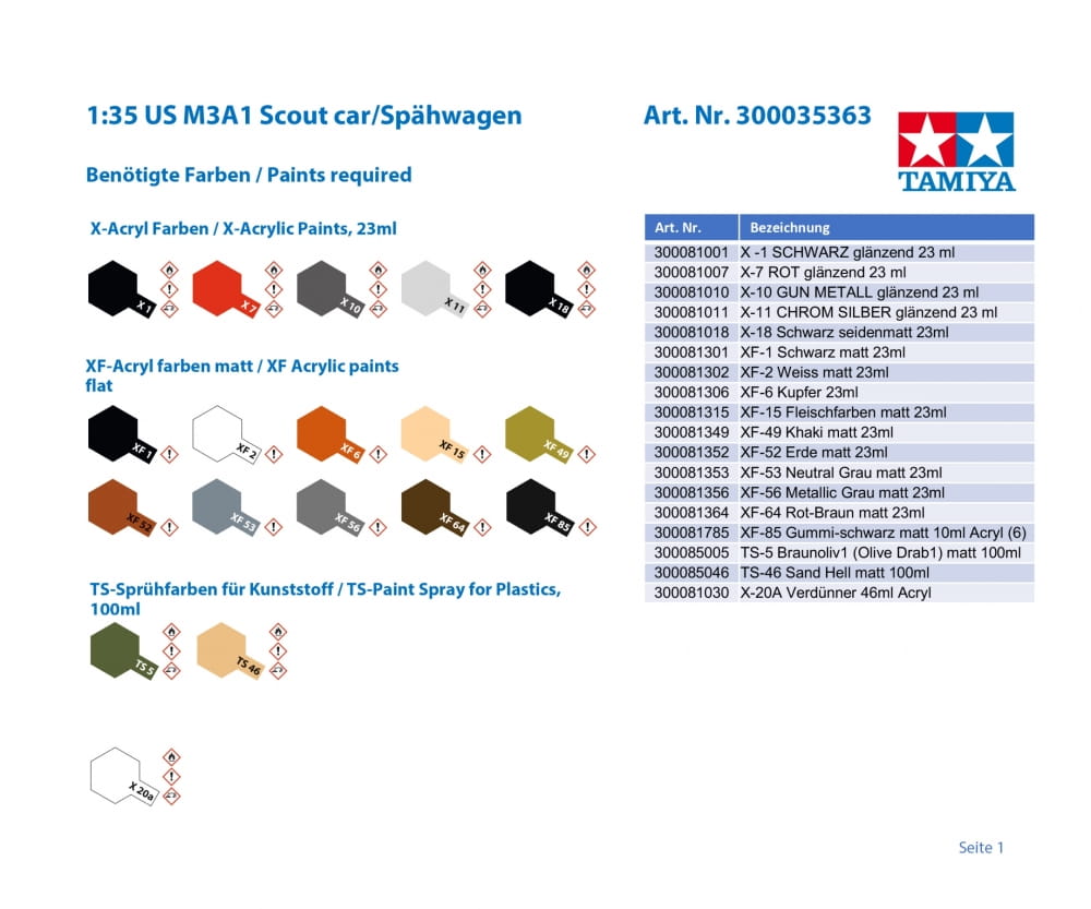 Tamiya US M3A1 Scout car Spähwagen 1:35 Plastik Modellbau Militär Bausatz