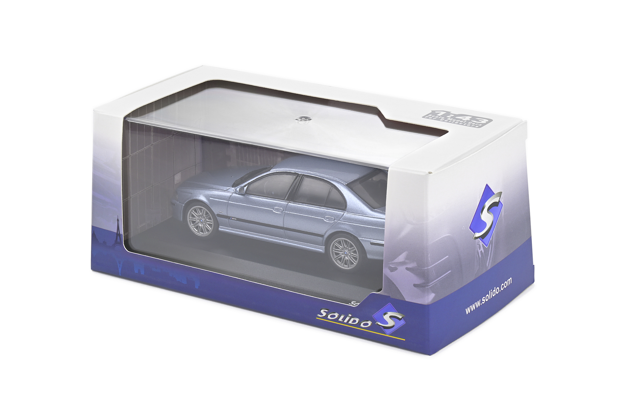 BMW M5 E39 Silver Water Blue 1_43 Modellauto Solido BMW M5 E39 2000 Modellauto in Silver Water Blue 1_43 von Solido