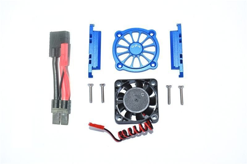 GPM Alu Motorkuehlkoerper mit Ventilator blau fuer Traxxas MAXX - RC-Zubehoer