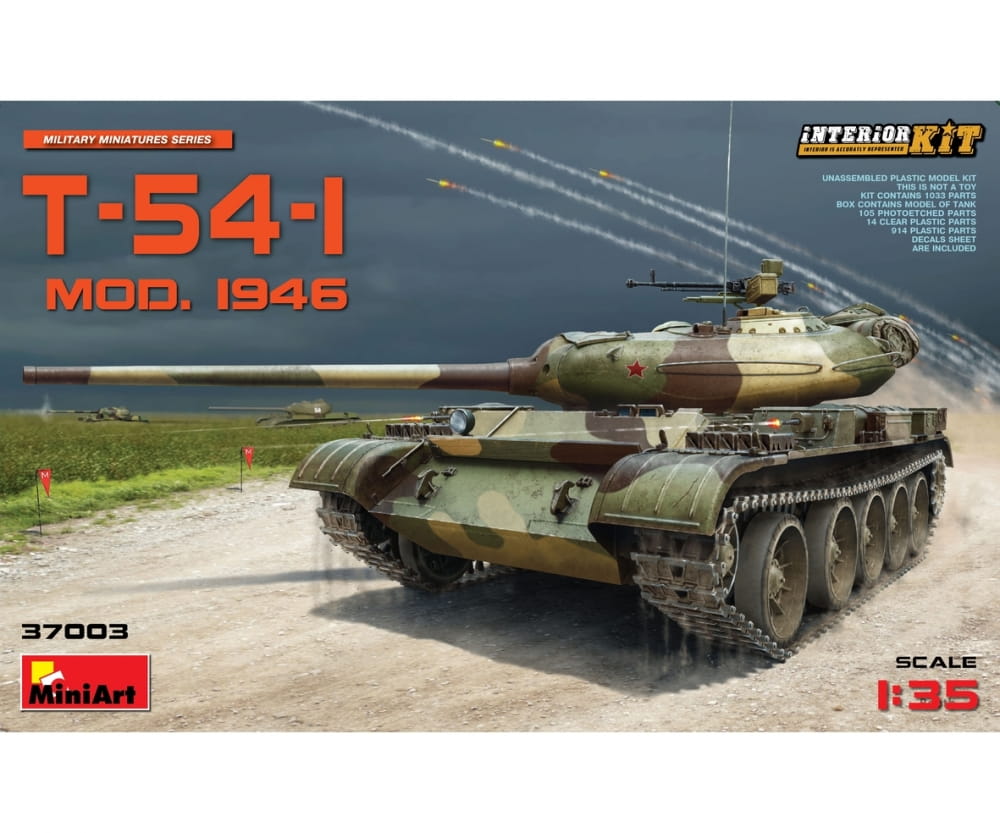 MiniArt 1:35 T-54-1 Sov. Mit. Panzer Interieur Plastik Modellbau