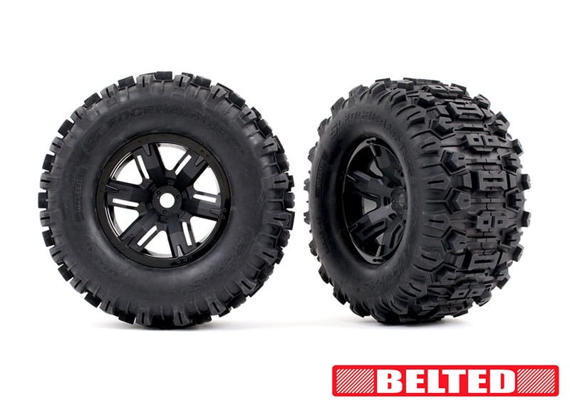 Traxxas Sledgehammer Belted Reifen auf Felge schwarz