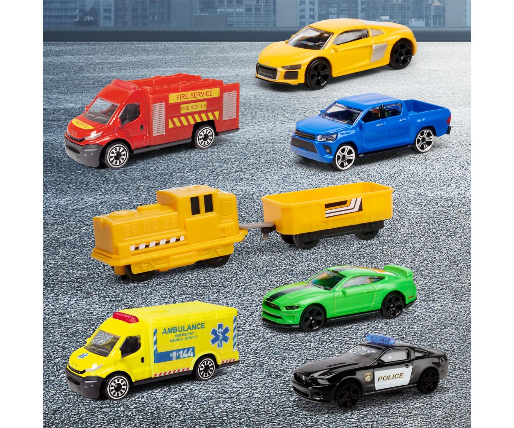 Majorette Super City Parkhaus mit 7 Etagen_ Zug und 6 Autos_