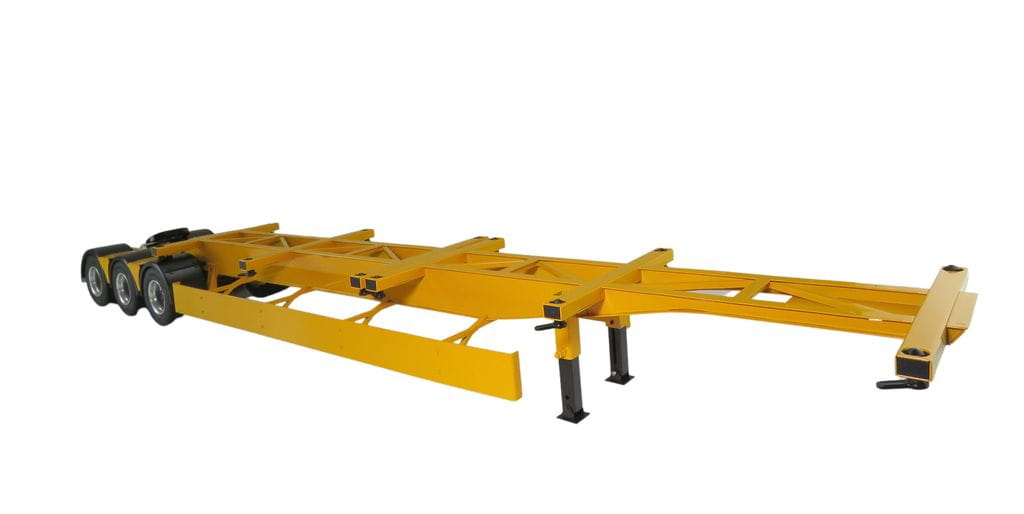 JXModel 1_14 B-Doppel-Trailer mit Sattel gelb fuer Container 40ft - RC-Zubehoer