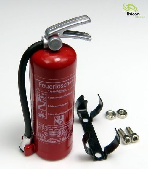 Thicon 1_10 _ 1_14 Feuerloescher mit Aufkleber rot mit Halter - RC-Zubehoer