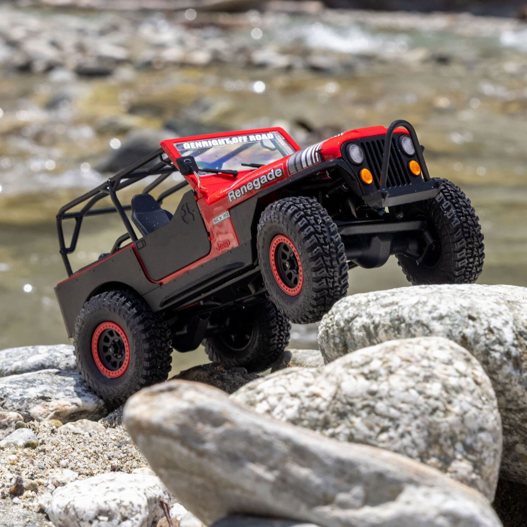 Axial SCX30 Jeep CJ-7 GenRight 1_30 RC Rock Crawler 4WD RTR in Rot mit Mickey Thompson Reifen