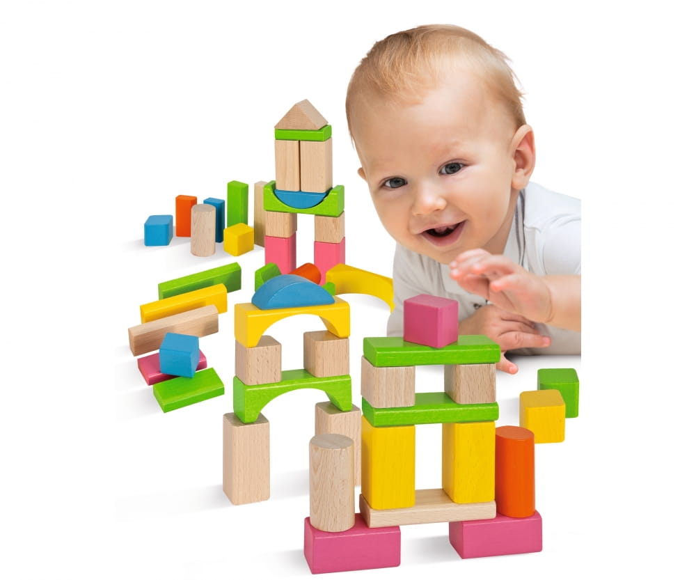 Eichhorn Natur und Bunte Holzbausteine Eichhorn Natur und Bunte Holzbausteine