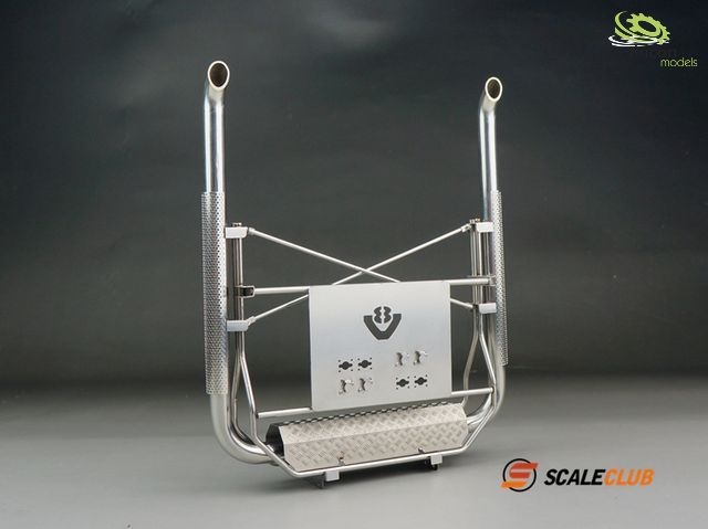 ScaleClub 1_14 Auspuffanlage fuer SCANIA mit Geraetetraeger V2A - RC-Zubehoer