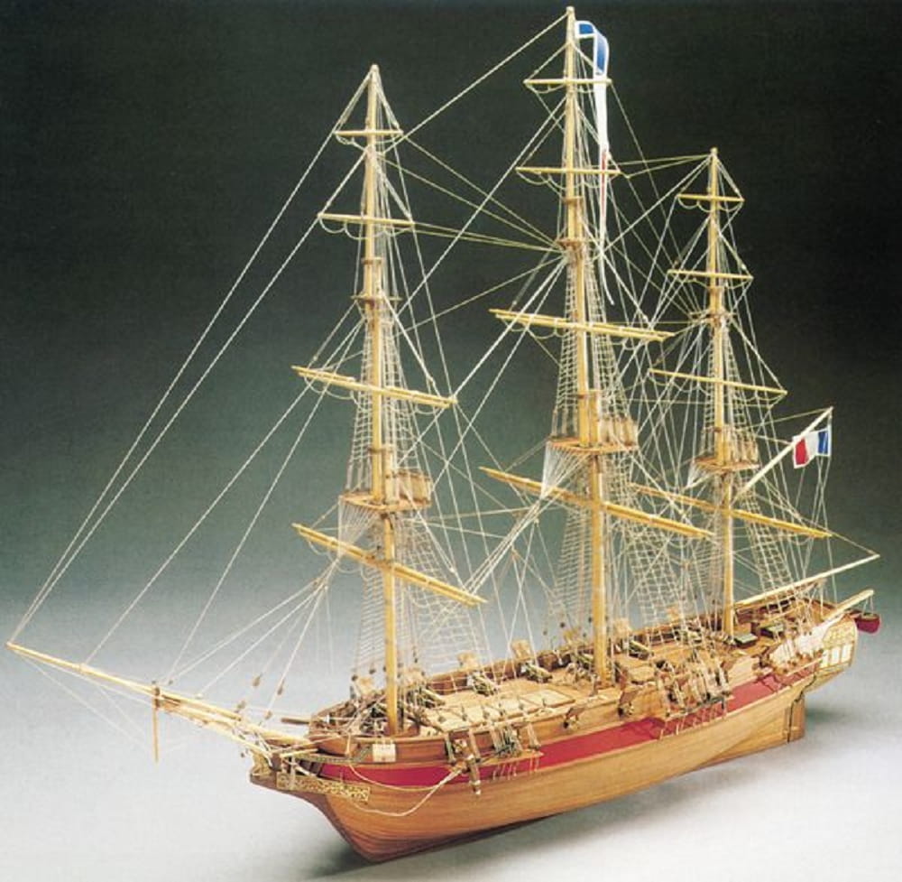 Modell der franzoesischen Corvette Astrolabe im Massstab 1_50