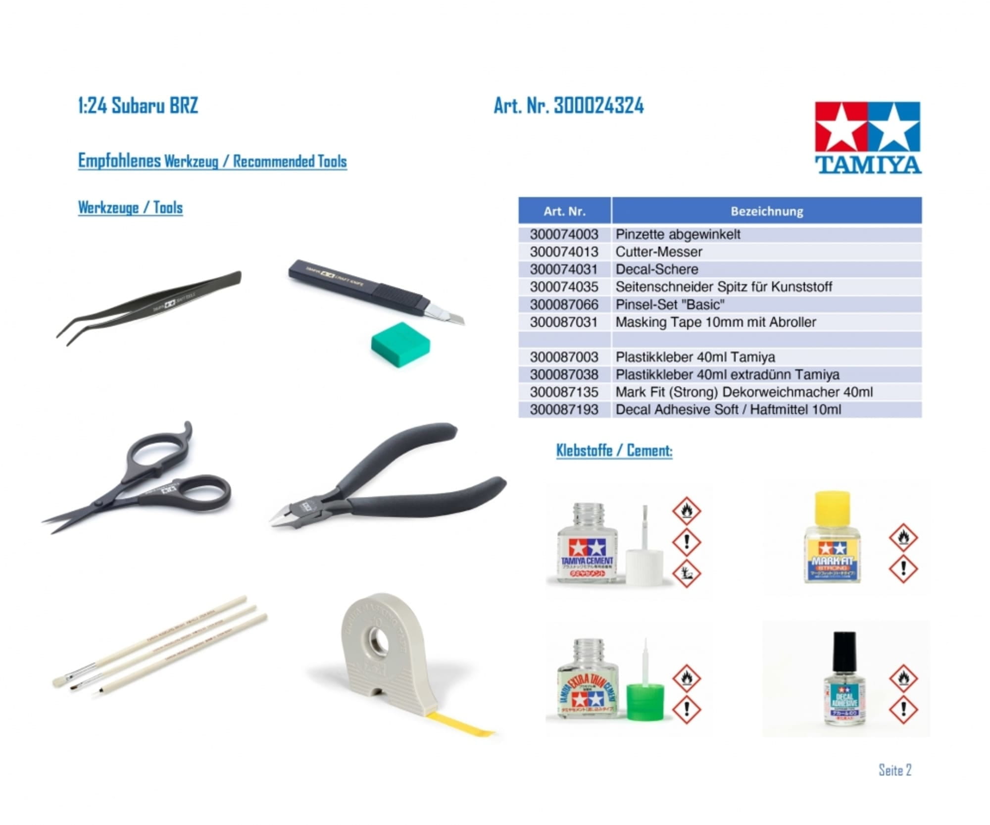 Tamiya Plastikmodellbausatz - 1_24 Subaru BRZ
