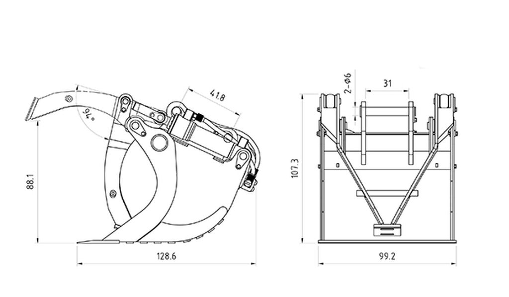 Lesu Greifschaufel hydraulisch fuer 36t-Bagger - RC-Zubehoer