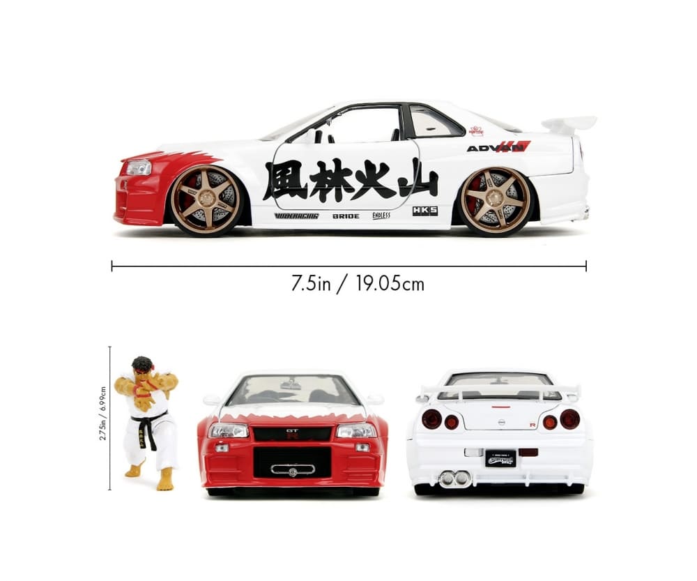 Jada Street Fighter Nissan Skyline GT-R Modellauto 1_24 mit Ryu Figur