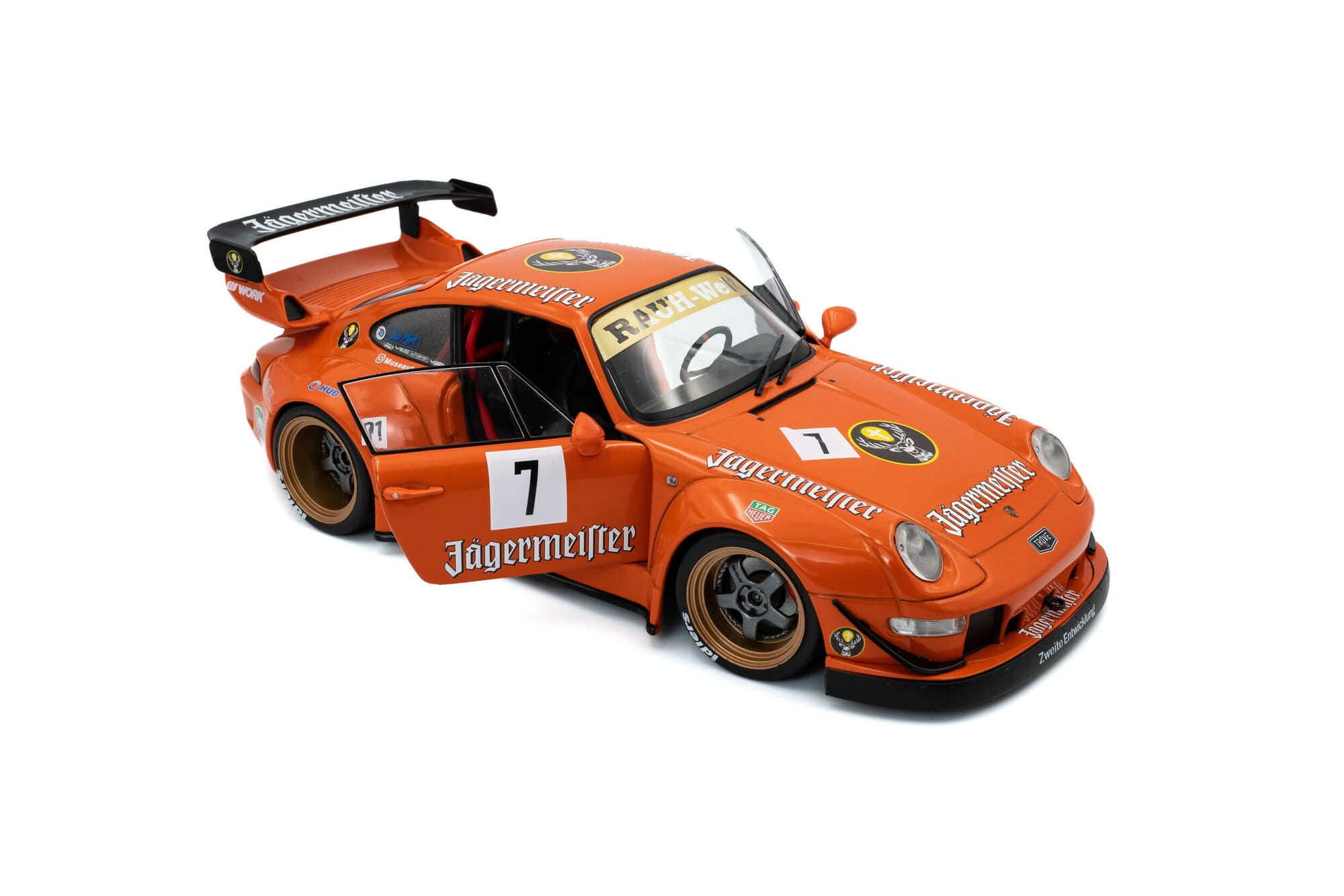 Solido RWB 911 Jaegermeister Orange Standmodellauto im Massstab 1_18