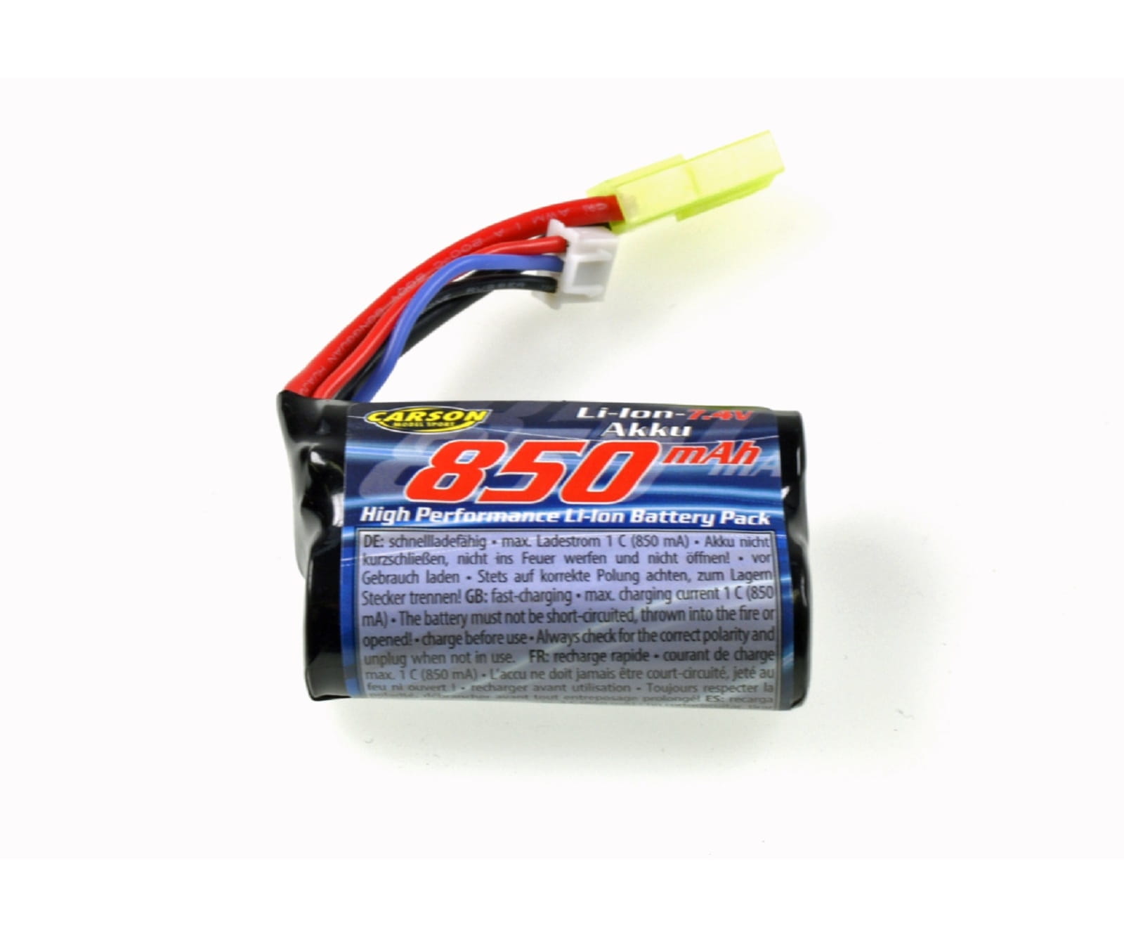 Carson Li-Ion Akku 7,4V 850mAh Mini-Tamiya - Ersatzakku für RC-Boote & Fahrzeuge Carson Li-Ion Akku 7,4V 850mAh Mini-Tamiya - Ersatzakku für RC-Boote & Fahrzeuge