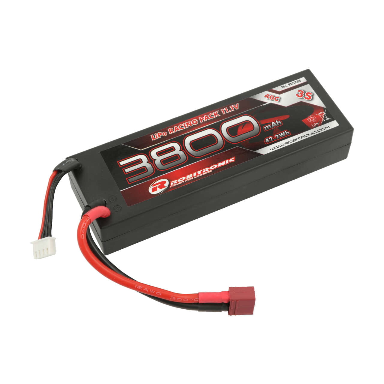 Robitronic LiPo Akku 11,1V 3800mAh 3S 40C T-Stecker Robitronic LiPo Akku 11,1V 3800mAh 3S 40C T-Stecker