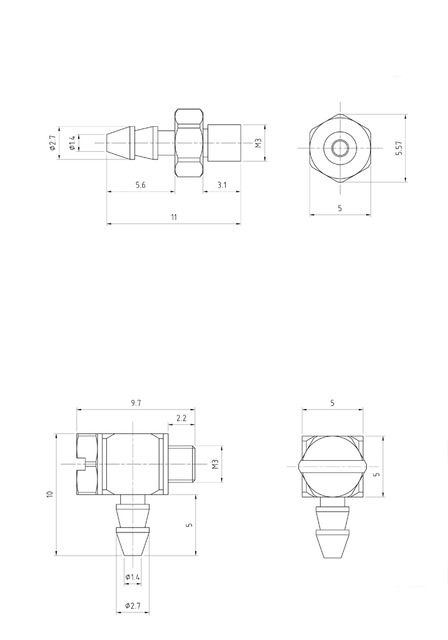 Lesu Hydraulik Anschluss-Nippel gerade M3 für 3mm Schlauch