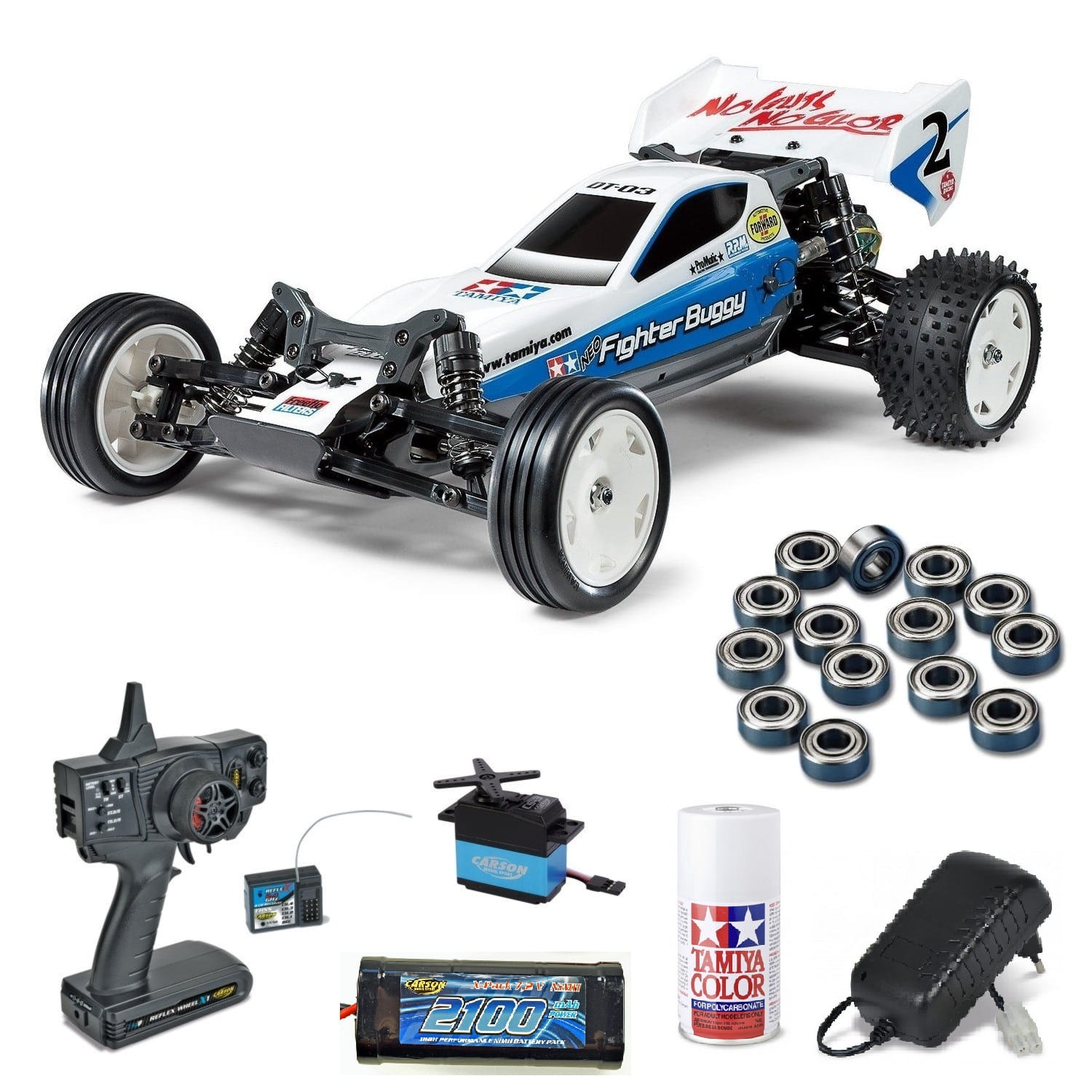 Tamiya Neo Fighter Buggy Komplettpaket mit Farbe und Kugellager Tamiya Neo Fighter Buggy Komplettpaket mit Farbe und Kugellager