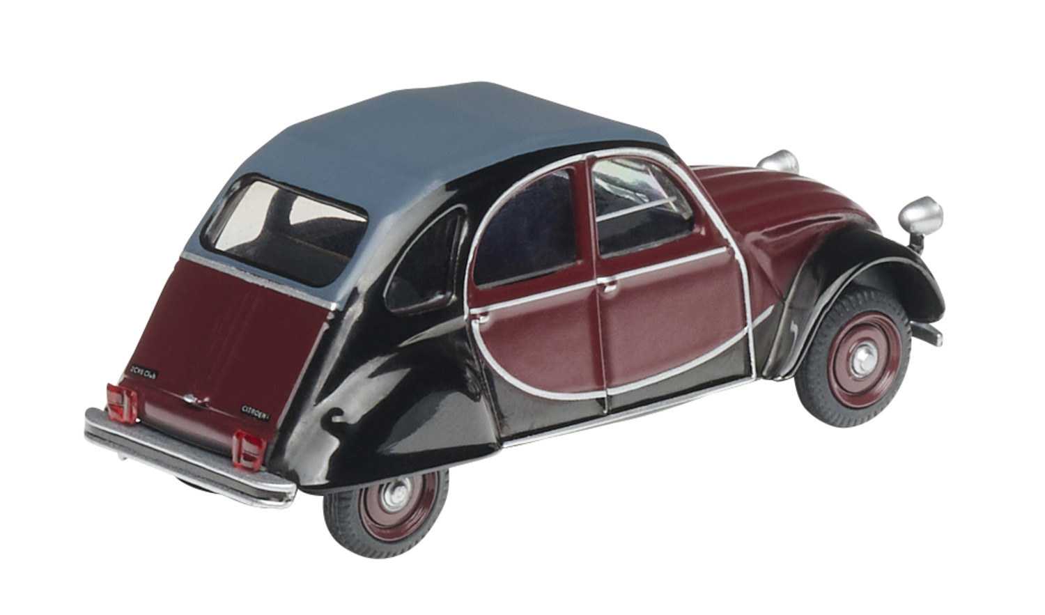 Schuco 1_64 Citroen 2CV Charlsten Weinrot_Schw. Standmodell