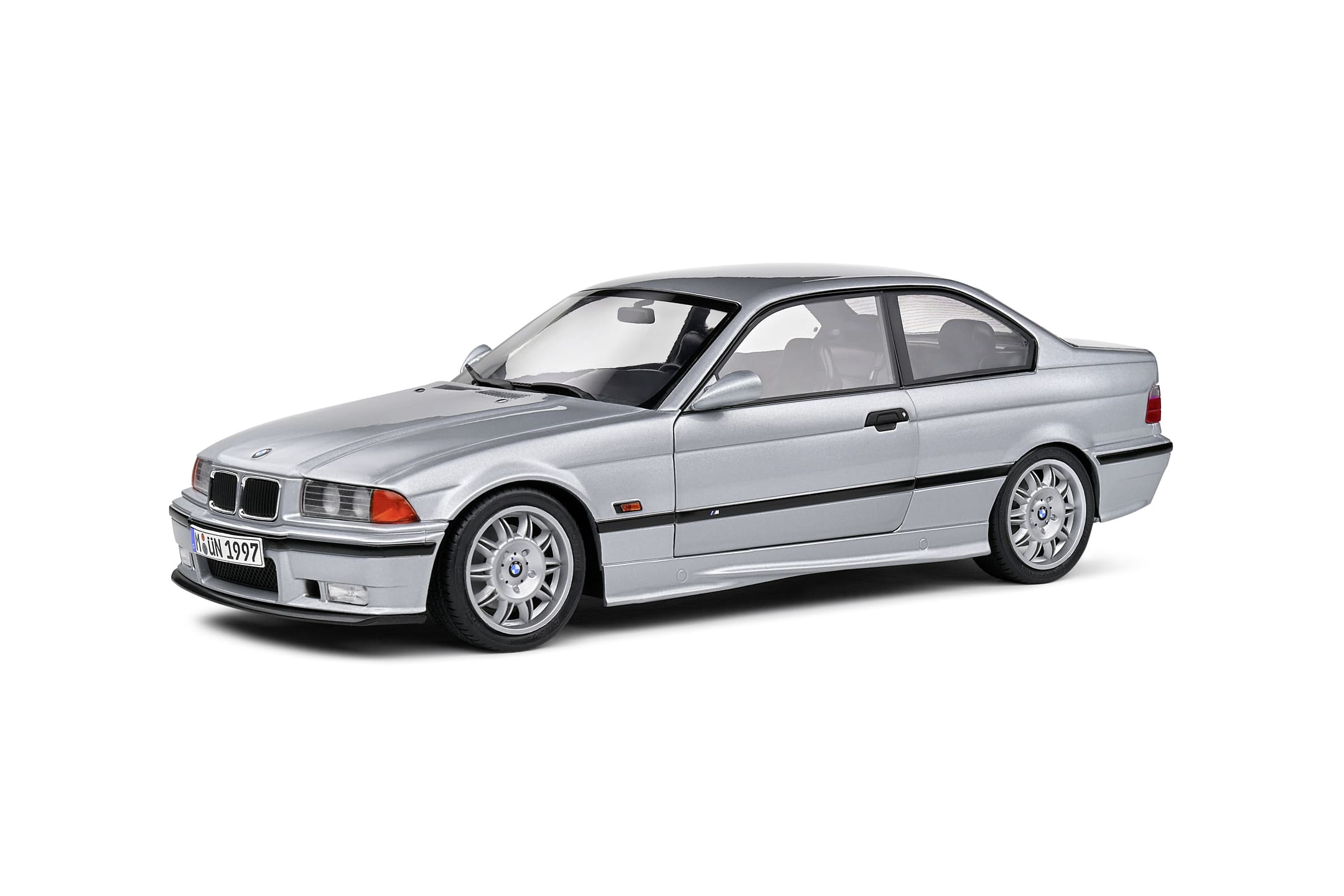 Solido Modellauto 1_18 BMW E36 M3 Coupe Artic Silver 1990 - Detailgetreues Sammlermodell