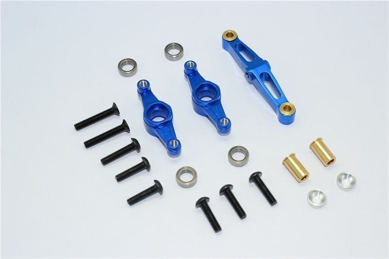 GPM Alu Lenkungs-Set mit Kugellager blau fuer Tamiya TT02 - RC-Zubehoer