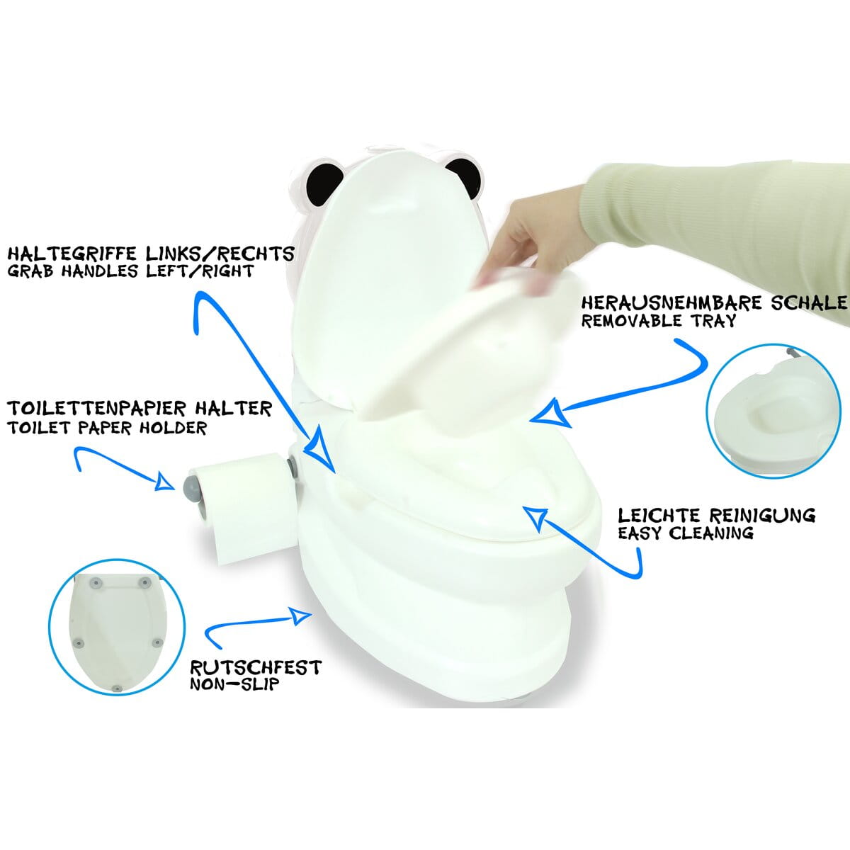 Jamara Meine kleine Toilette Panda mit Spülsound und Toilettenpapierhalter