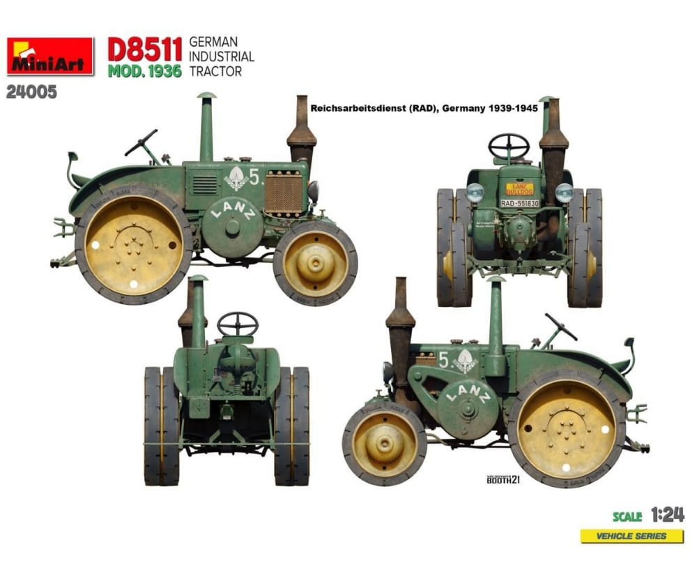 MiniArt 1:24 Deutsches Industrie Traktor D8 Plastik Modellbausatz