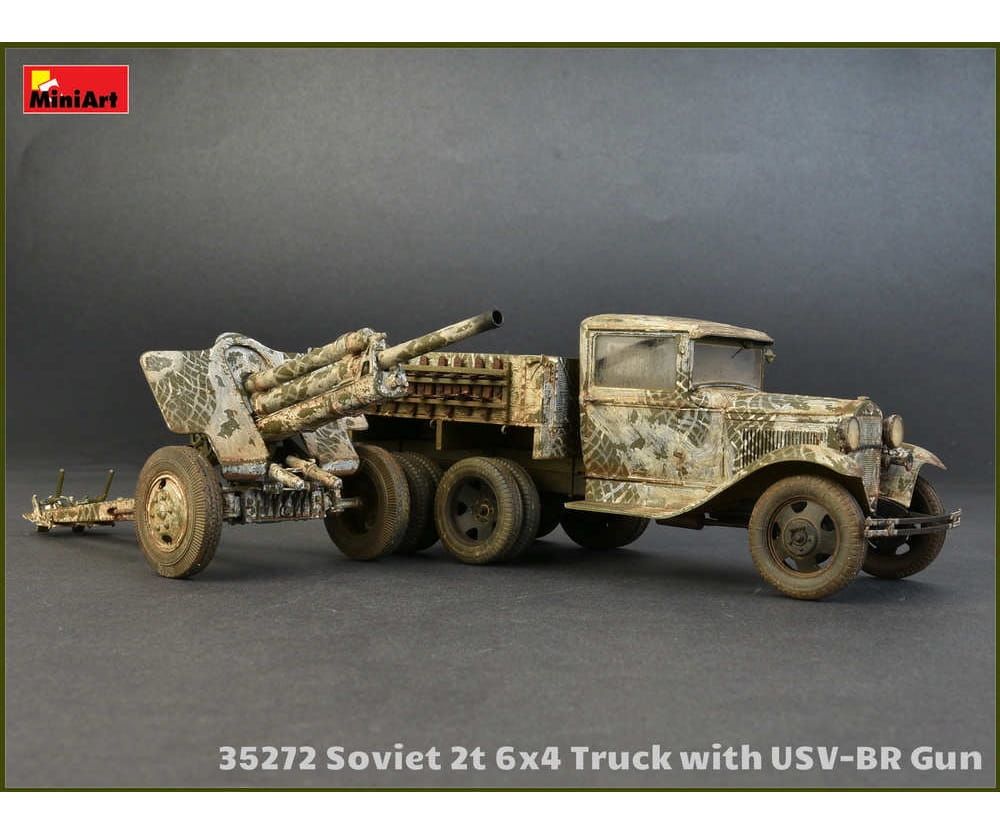 MiniArt 1:35 Soviet 2t LKW 6x4 m. 76mm Plastik Modellbausatz