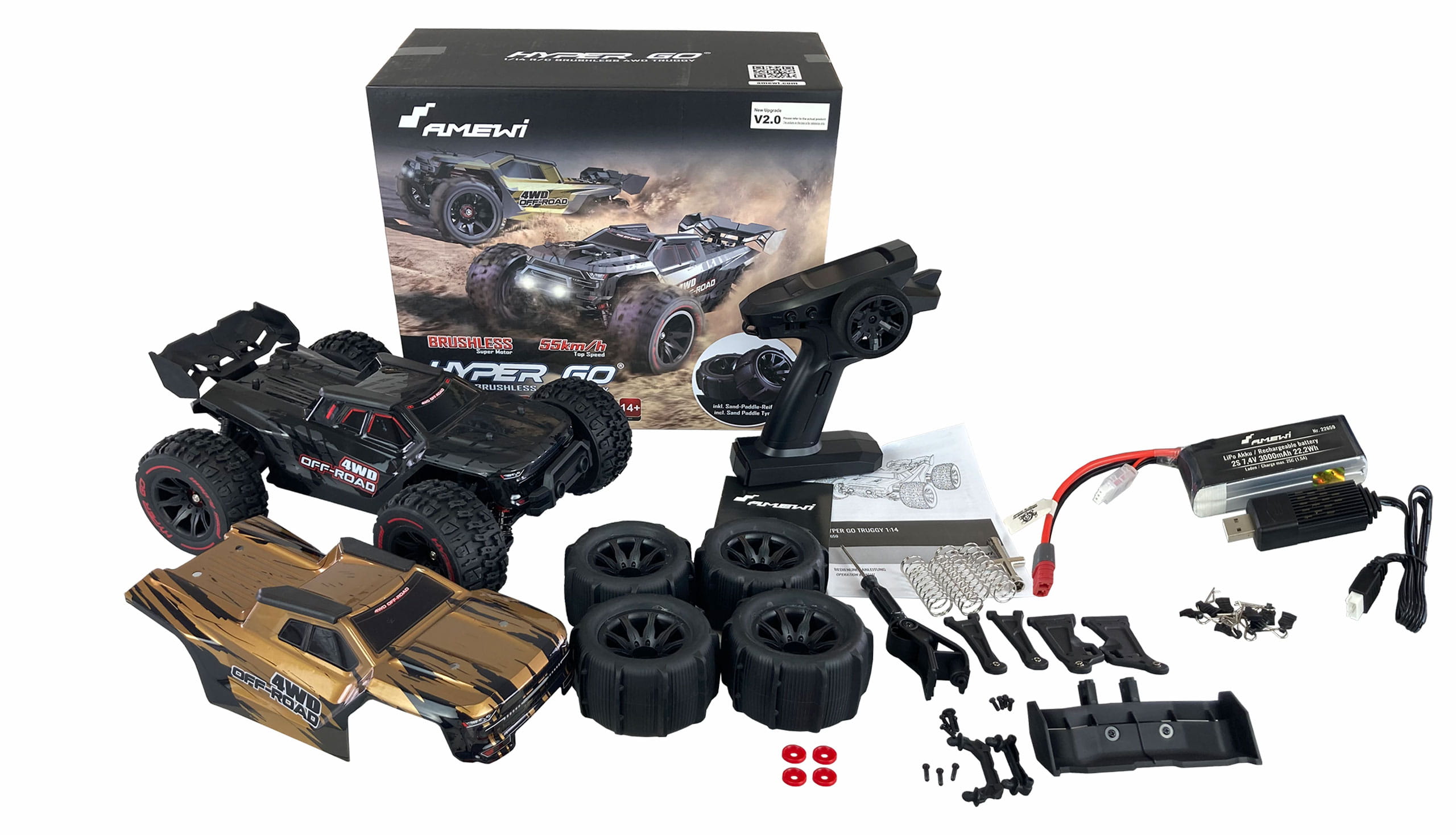 Amewi Hyper GO 1_14 Truggy Brushless 4WD Offroad Modell mit hoher Geschwindigkeit